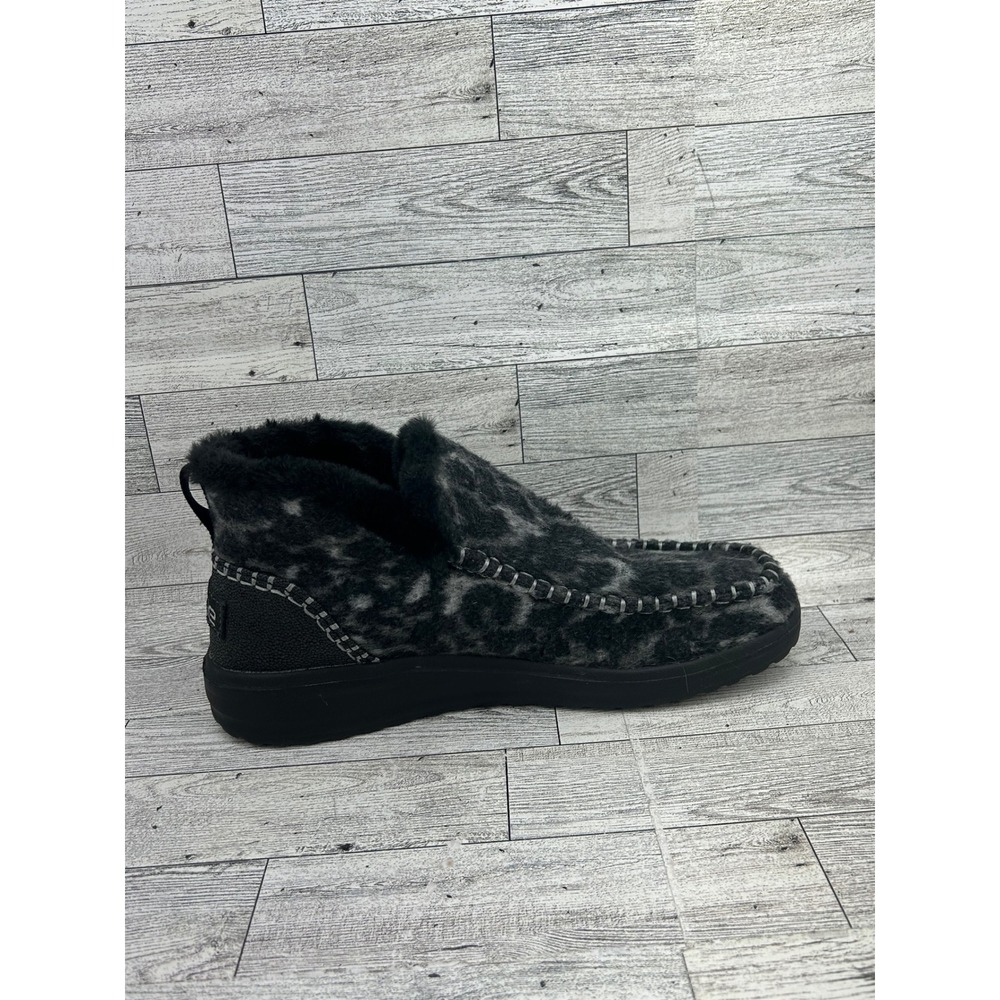 Hey Dude Denny Marble Leopard Grey Black Faux Fur Lined Ankle Boots Women Sz 10 - Picture 10 of 16